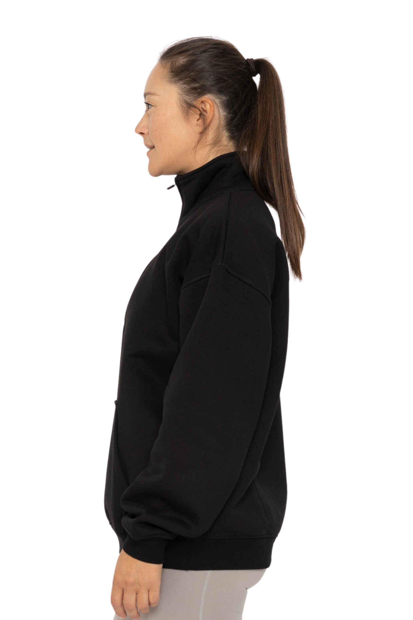 Cotton Blend Fleece Mock Neck Pullover