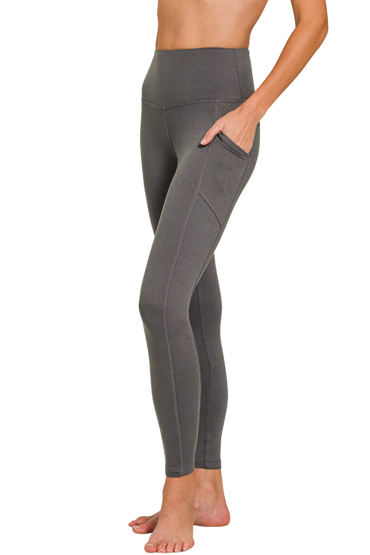 Brushed Microfiber Full Length Pocket Leggings