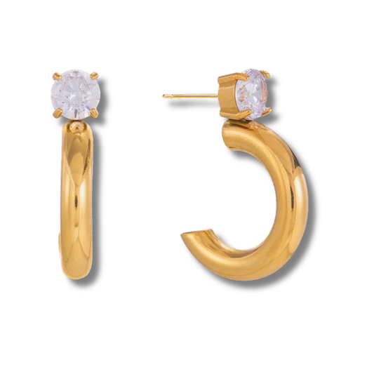 Sestra by Intro Stainless Steel CZ Chunky Hoops