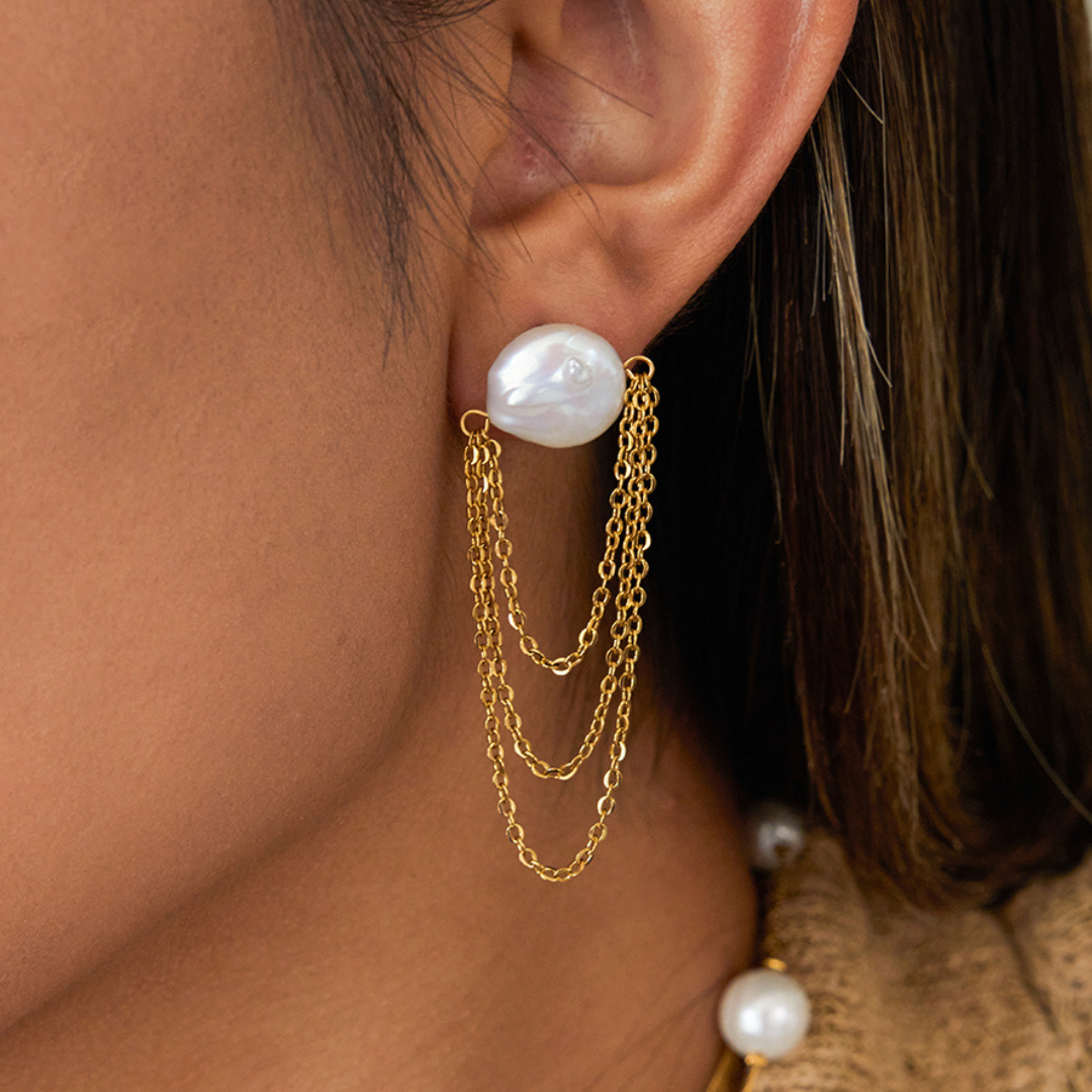 Stainless Steel & Mother of Pearl Stud Earrings