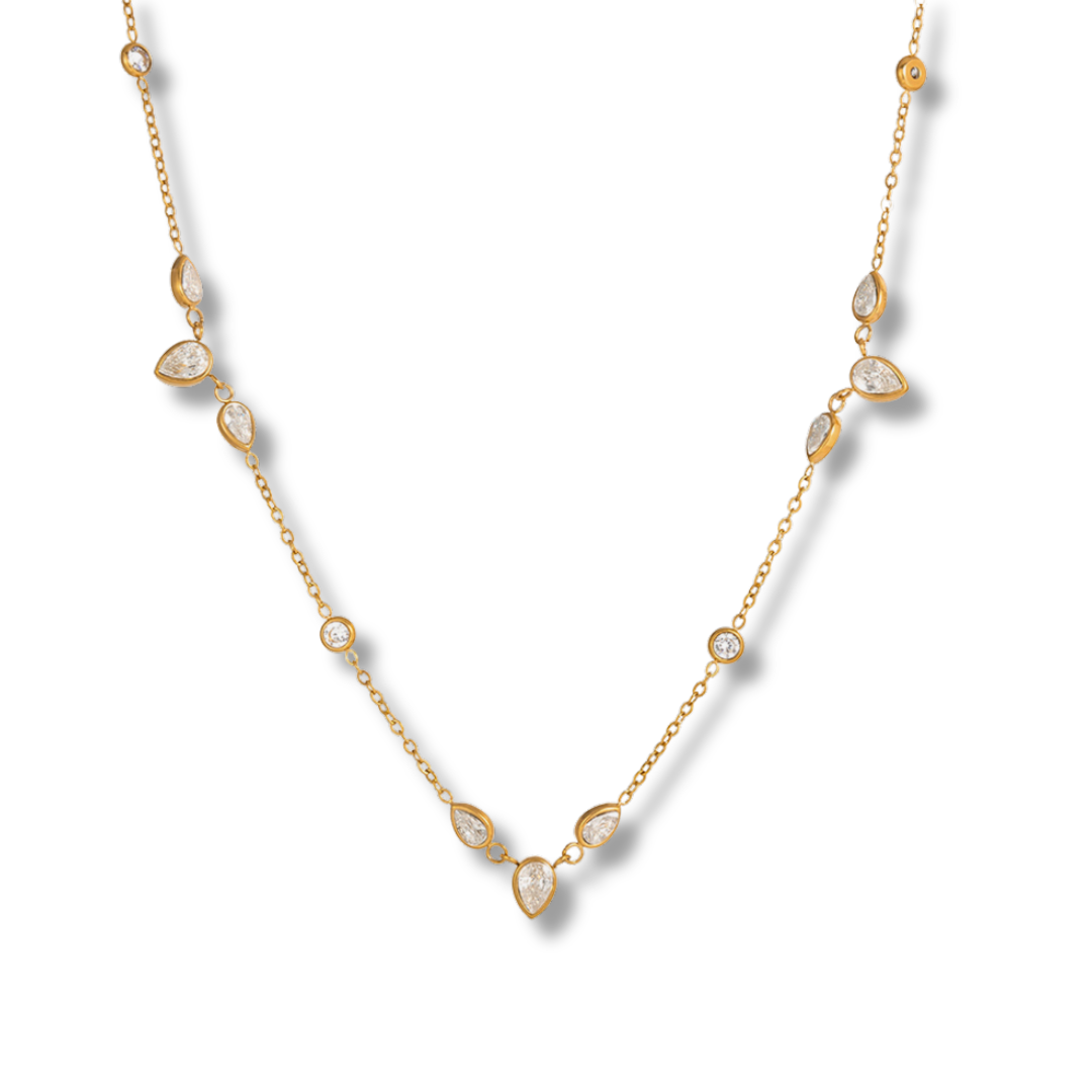 Sestra by Intro Stainless Steel CZ Teardrops Necklace