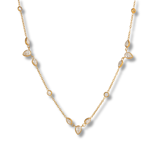 Sestra by Intro Stainless Steel CZ Teardrops Necklace