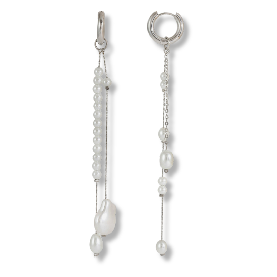 Sestra by Intro Stainless Steel Pearl Drop Huggies