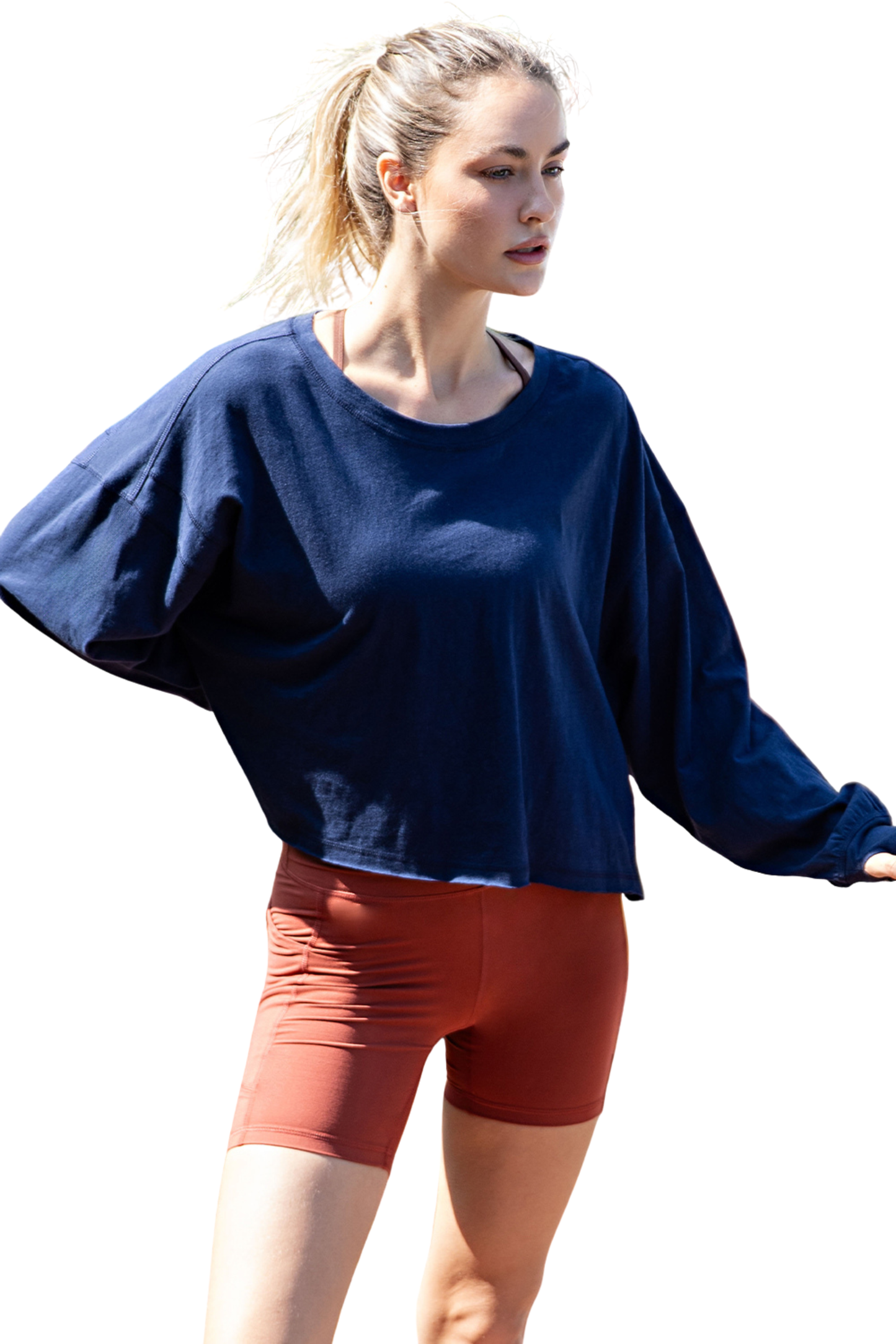 Loose Fit Long Sleeve Top with Open Back