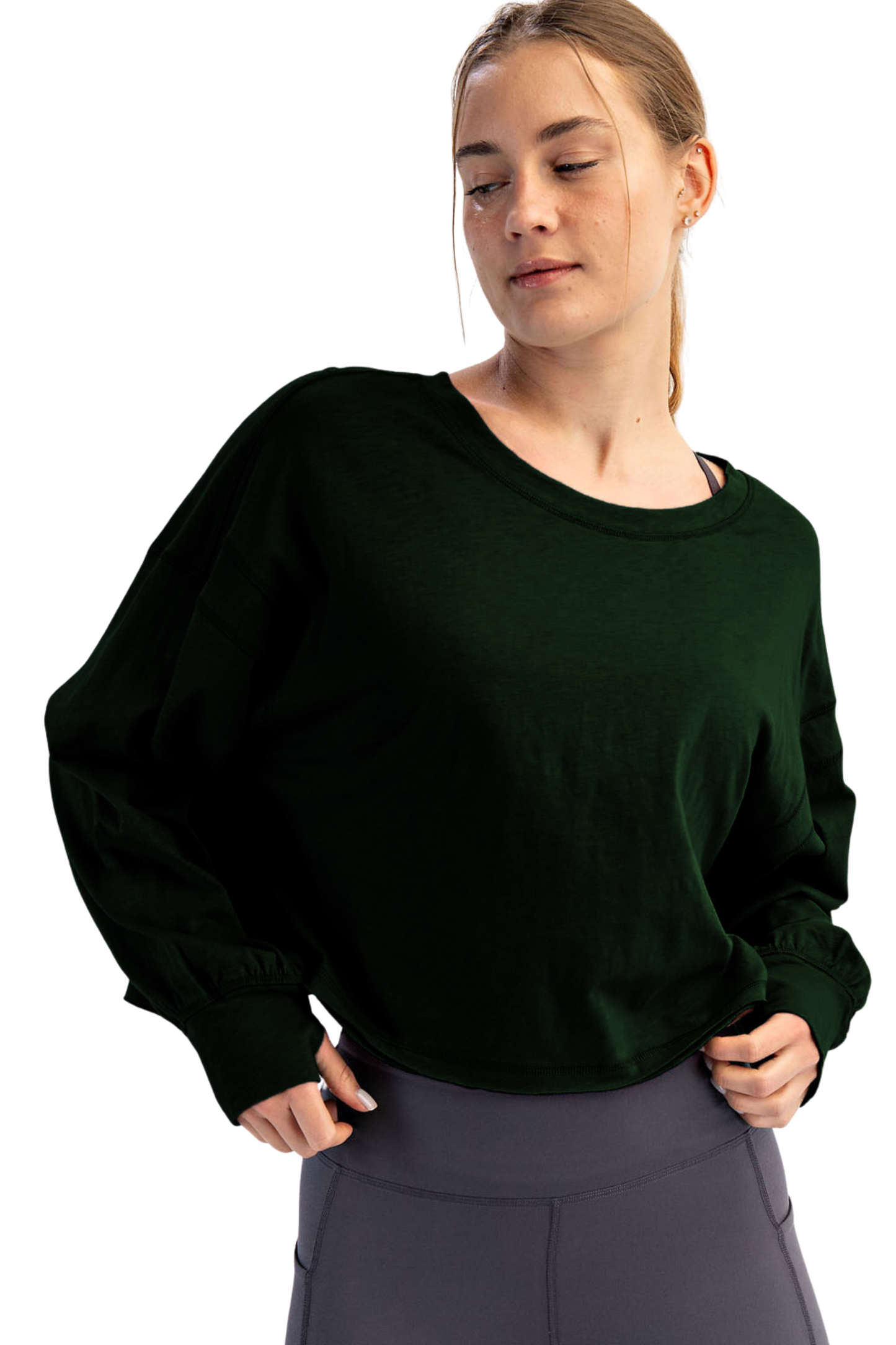 Loose Fit Long Sleeve Top with Open Back