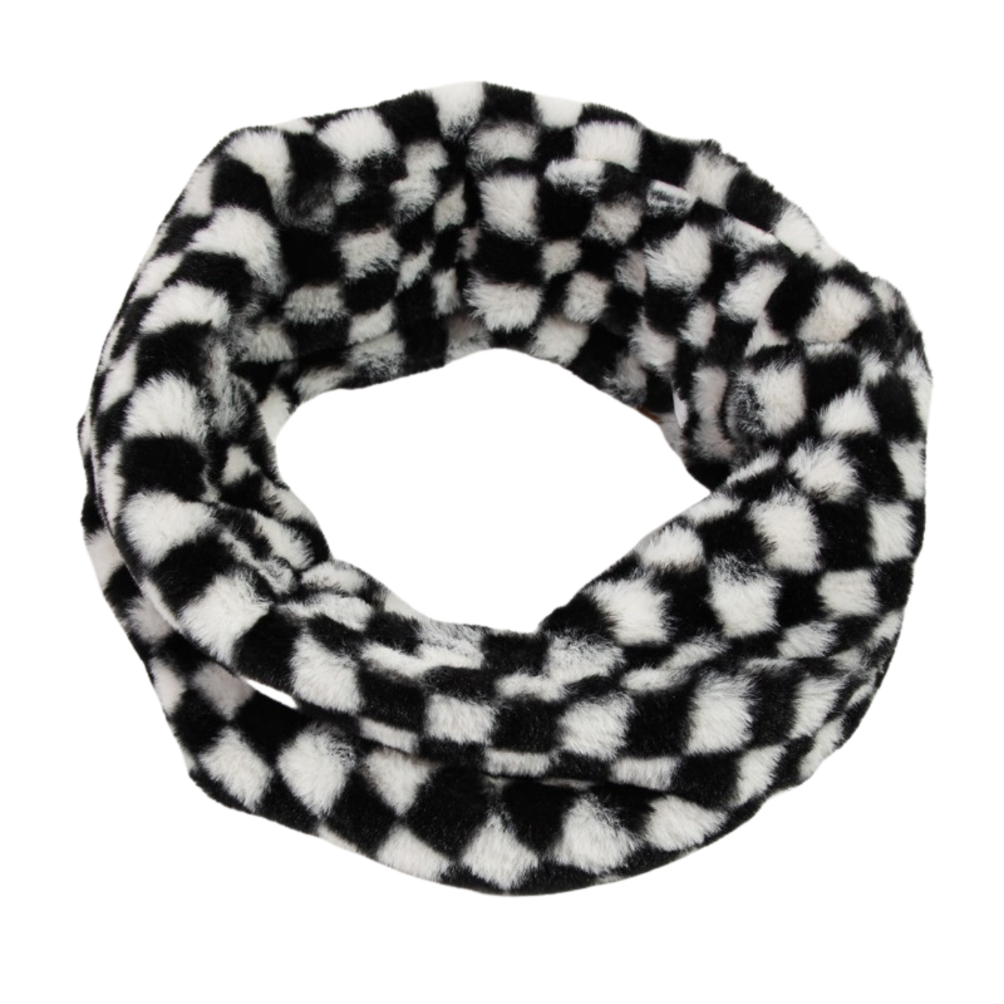 Checker Print Plush Infinity Scarf