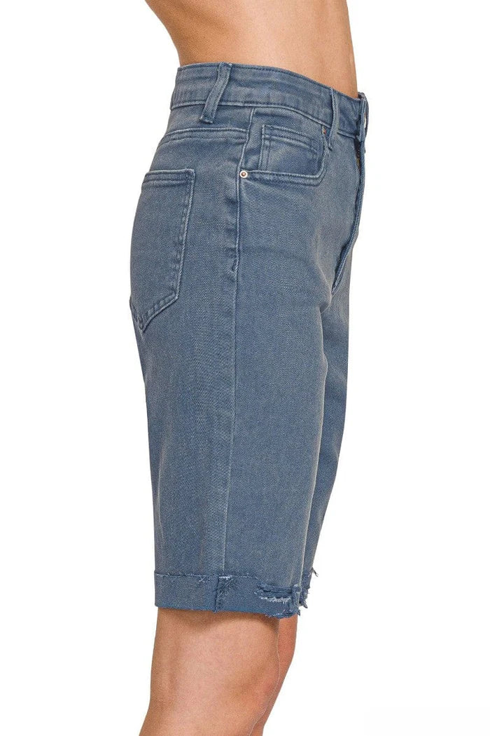 Bermuda Rolled Hem Denim Shorts