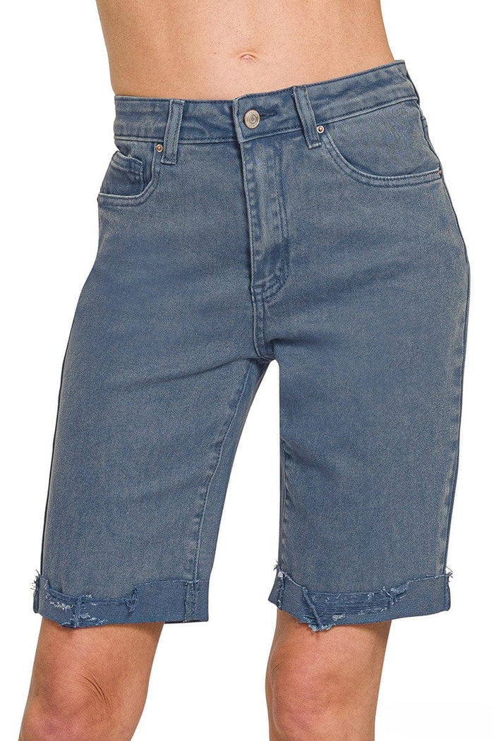 Bermuda Rolled Hem Denim Shorts