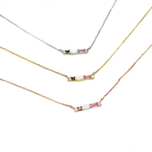 Opal & Gems Bar Necklace