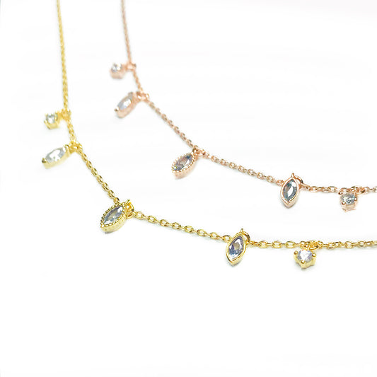 two charm necklaces rose yellow gold