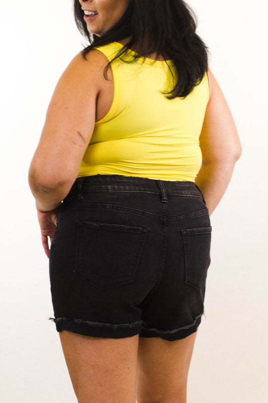 Highrise Washed Denim Shorts
