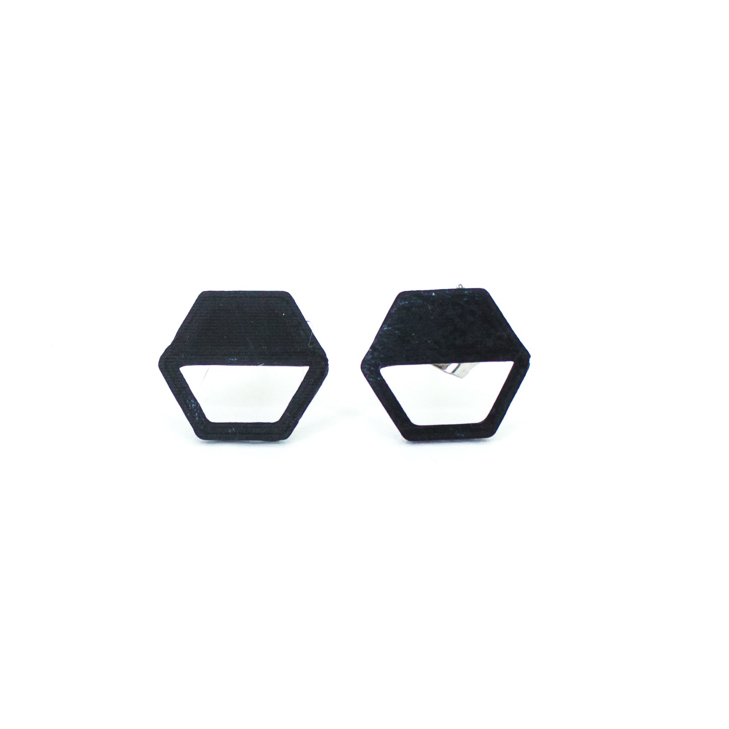 half filled black hexagon earring