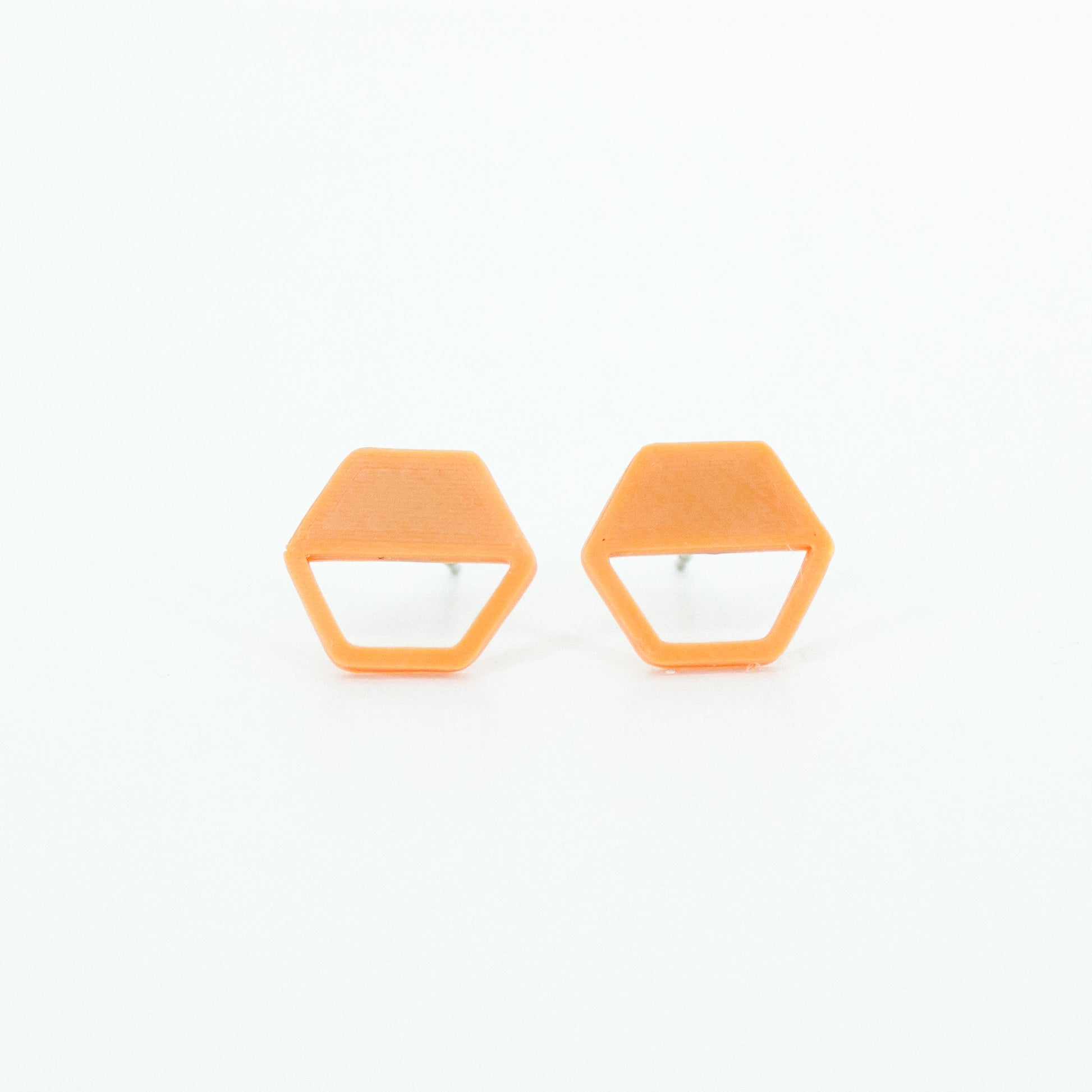 orange half full hexagon earring