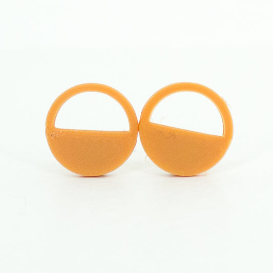 half circle stud earrings orange